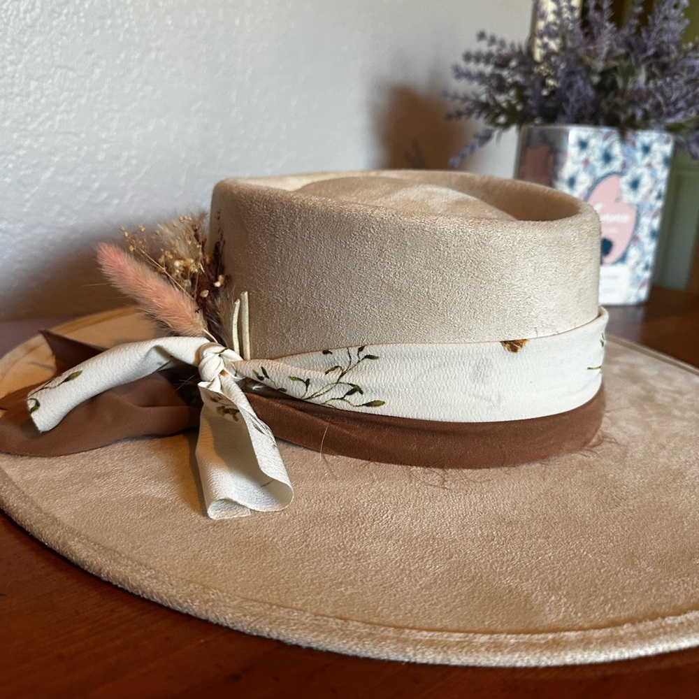 Freebird Georgia Suede Cream embellished Hat